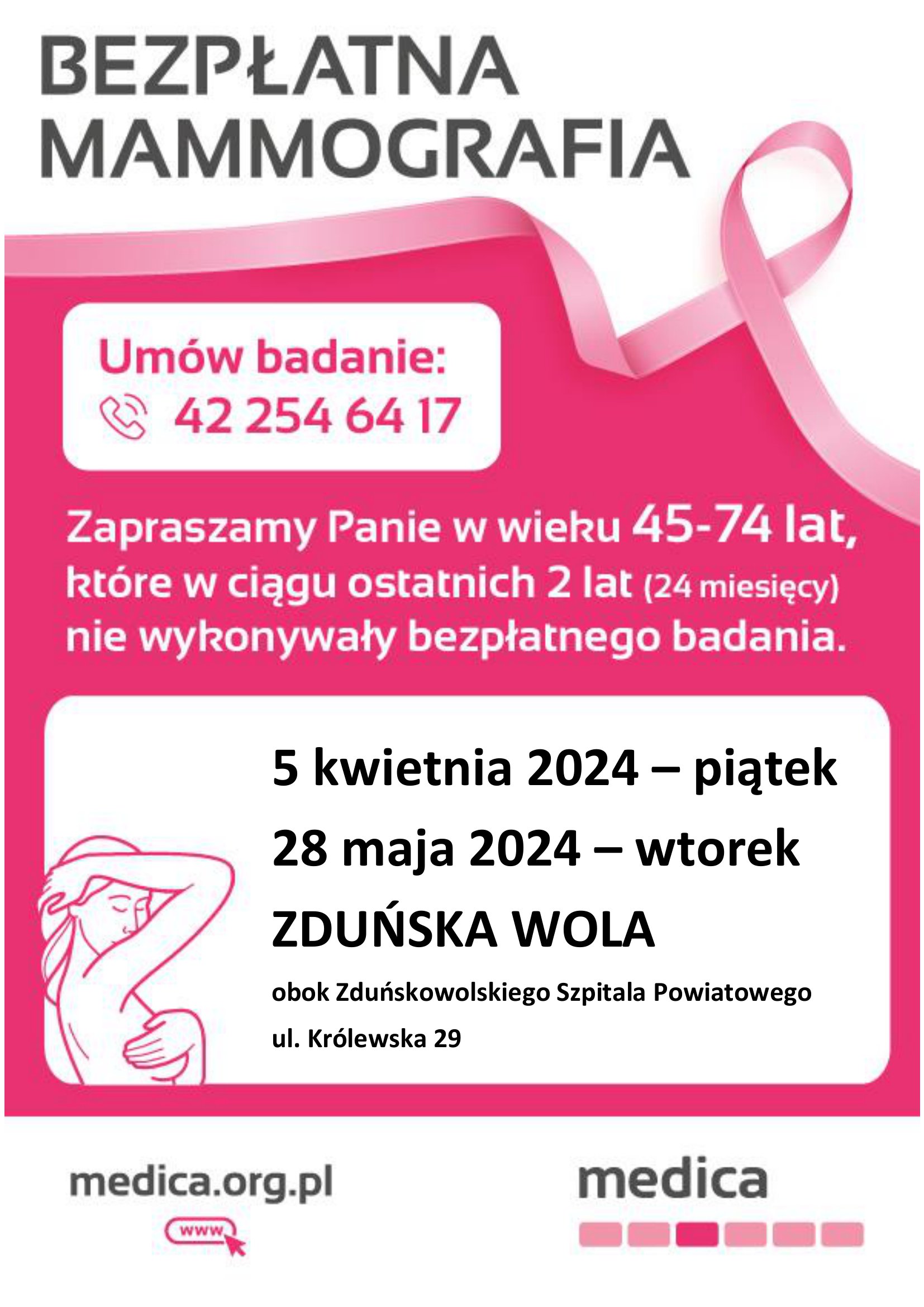 Plakat Zduńska Wola Szpital kwiecień maj 2024 1